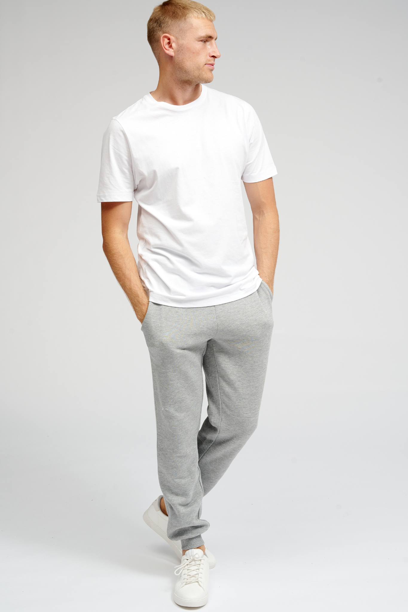 Basic Sweatpants -  Light Grey Melange - TeeShoppen - Grey 2