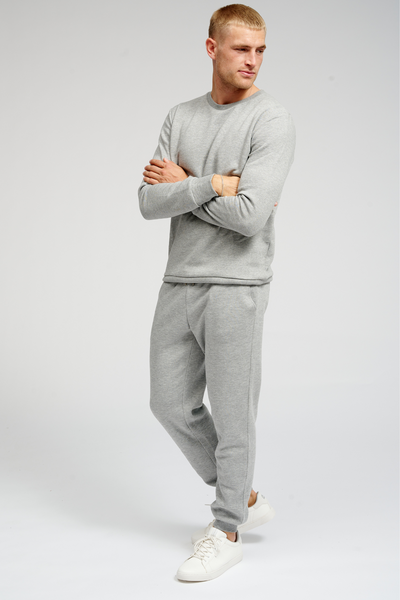Basic Sweatpants -  Light Grey Melange - TeeShoppen - Grey 3