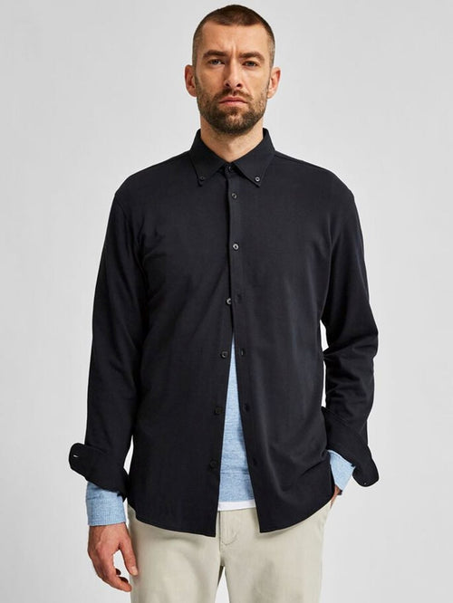 Slim fit shirt in organic cotton - Black - Selected Homme - Black