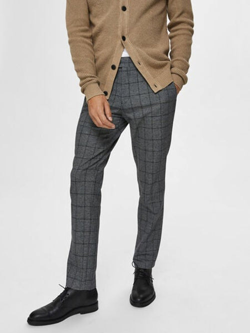 Performance Premium Trousers - Dark grey (checked) - Selected Homme - Grey