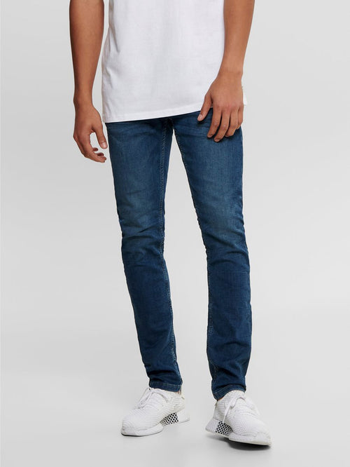 Loom Stretch Jeans - Blue denim - Only & Sons - White