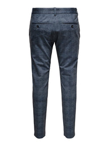 Mark Checked Trousers - Dress Blue