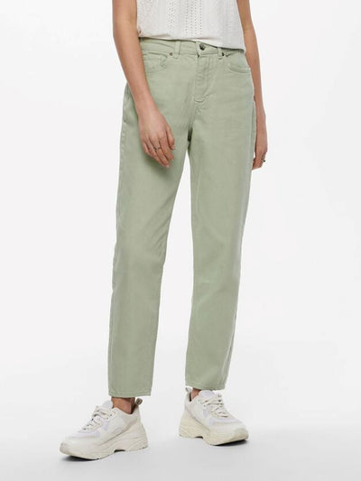 Solid Colour Mum Jeans - Desert Saga - ONLY - Green 3