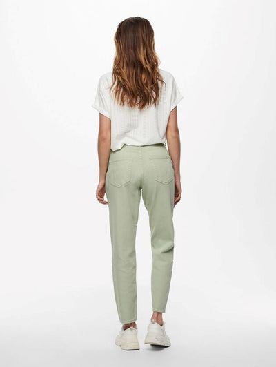 Solid Colour Mum Jeans - Desert Saga - ONLY - Green 4