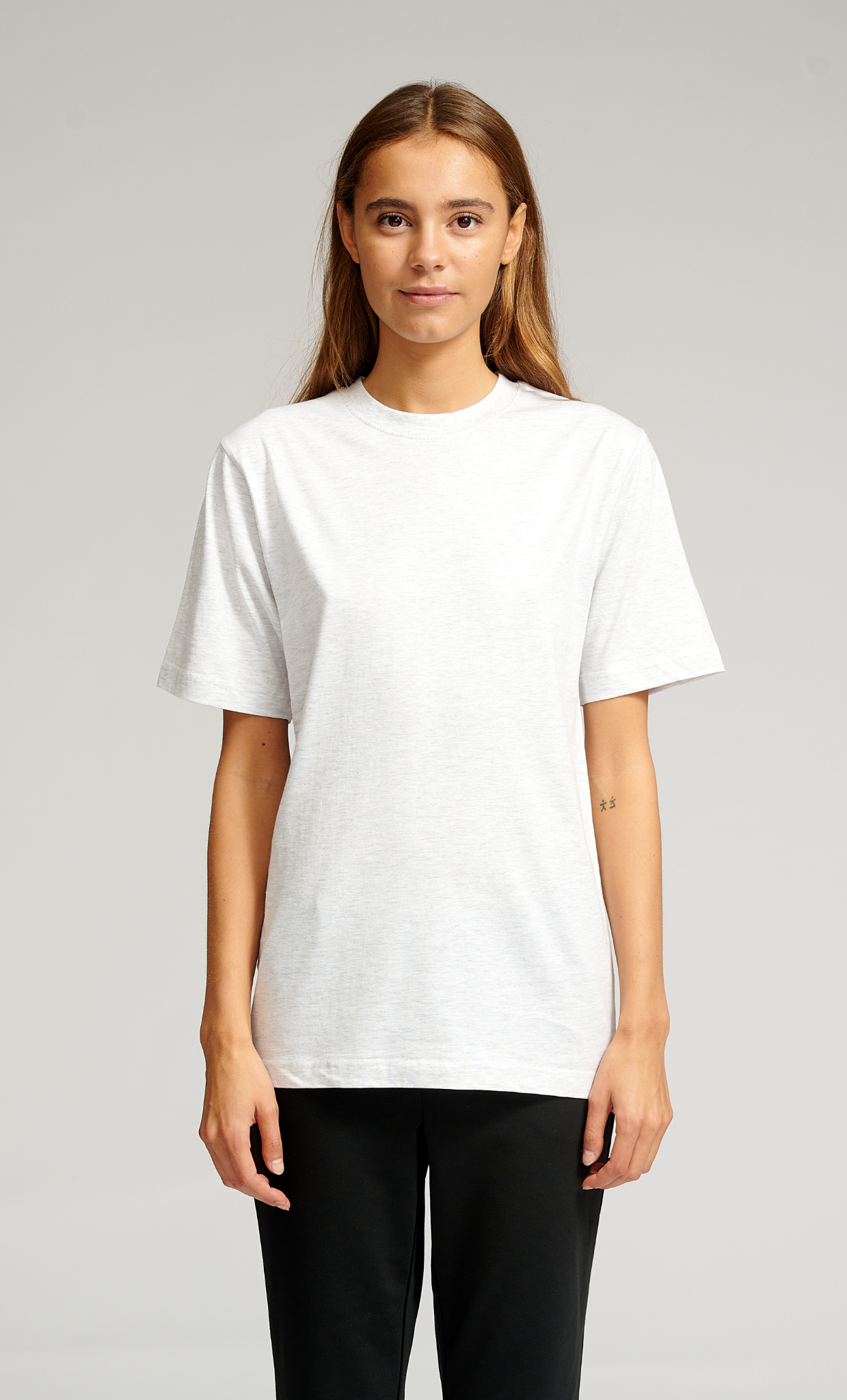 Oversized T-shirt - Light Grey Melange - TeeShoppen - Grey