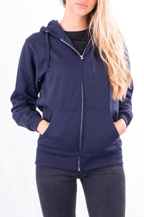 Basic zip hoodie - Navy - TeeShoppen - Blue