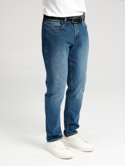 Performance Jeans (Regular) - Medium Blue Denim - TeeShoppen - Blue 5