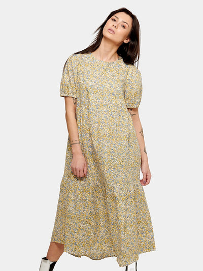 Sofie Long Dress - Blue & Yellow Floral - Amis de Copenhague - Blue 5
