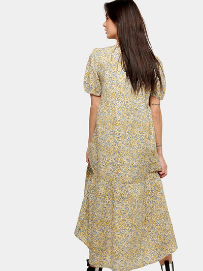 Sofie Long Dress - Blue & Yellow Floral - Amis de Copenhague - Blue 3