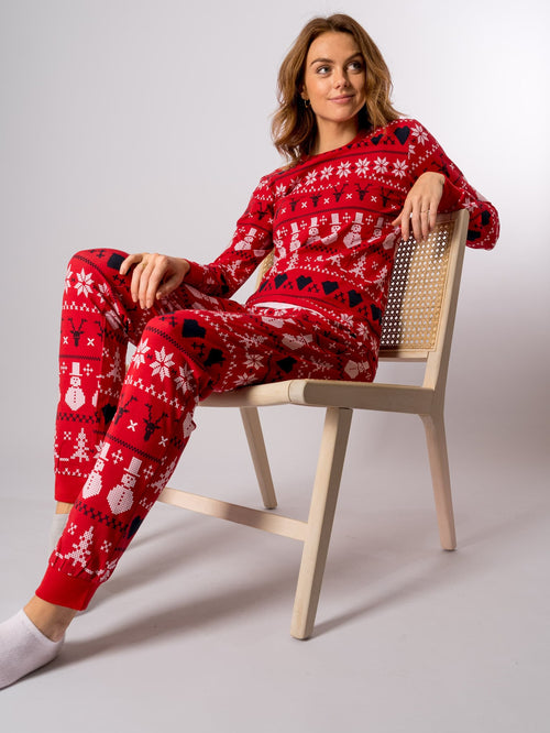 Snowflake Women Pyjamas - Red - TeeShoppen - Red