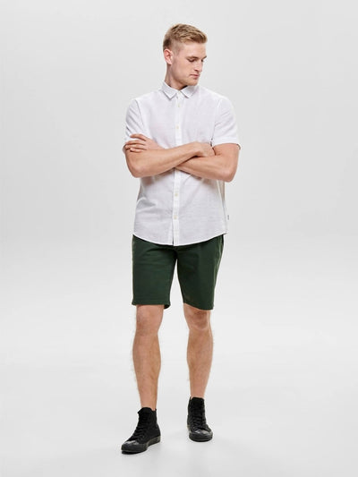 Short-sleeved linen shirt - White - Only & Sons - White 6