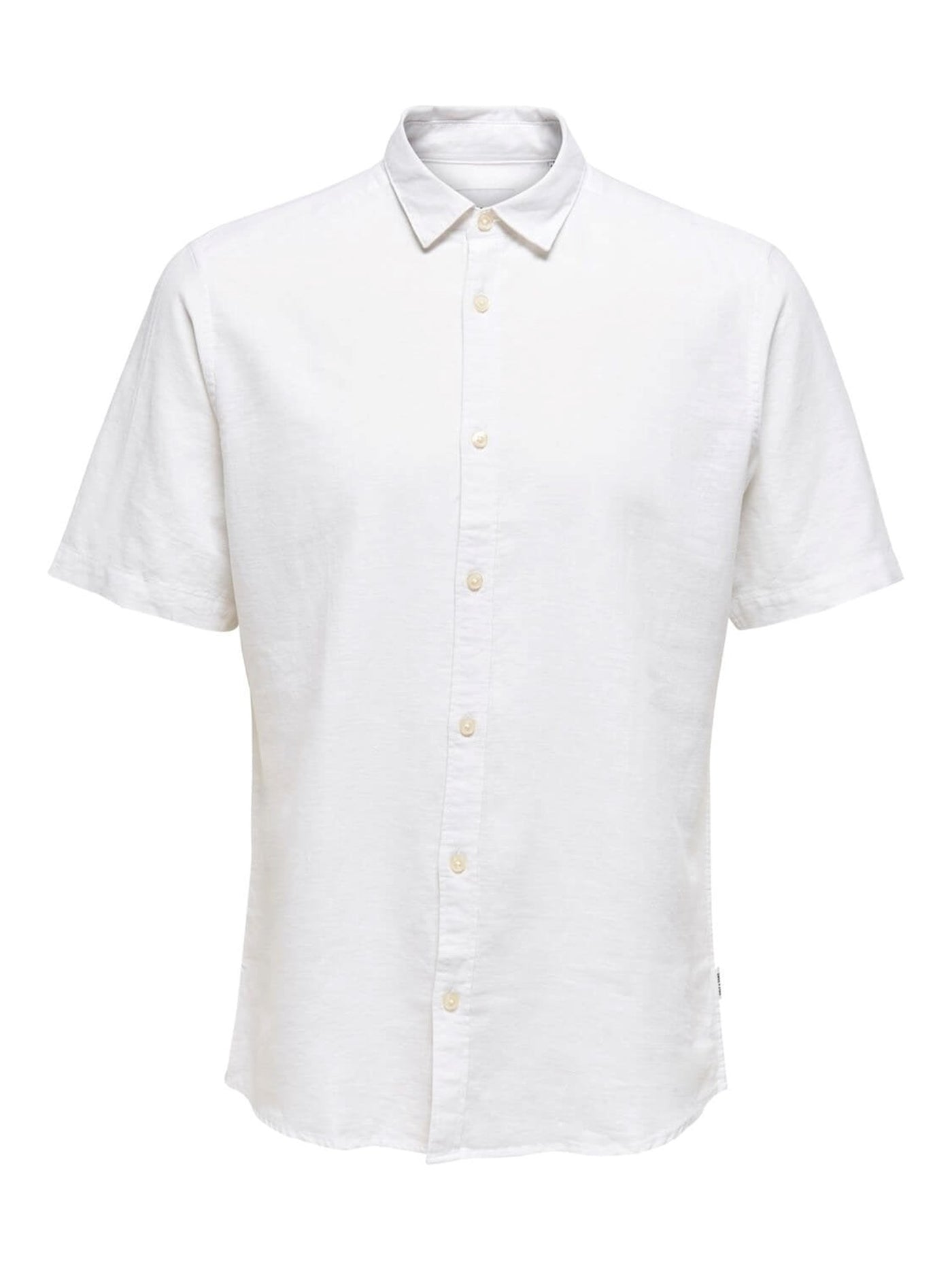 Short-sleeved linen shirt - White - Only & Sons - White 4