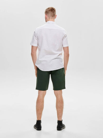 Short-sleeved linen shirt - White - Only & Sons - White 3