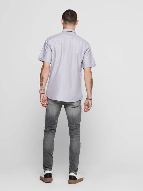 Short-sleeved shirt - Light grey - Only & Sons - Grey