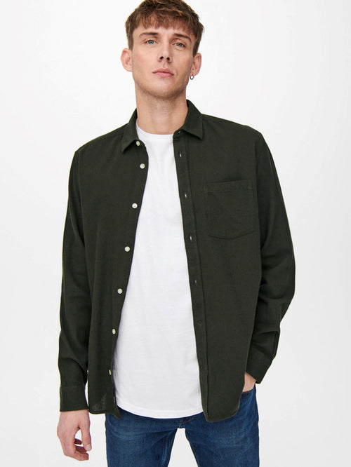 Luca Twill Shirt - Green - Only & Sons - Green