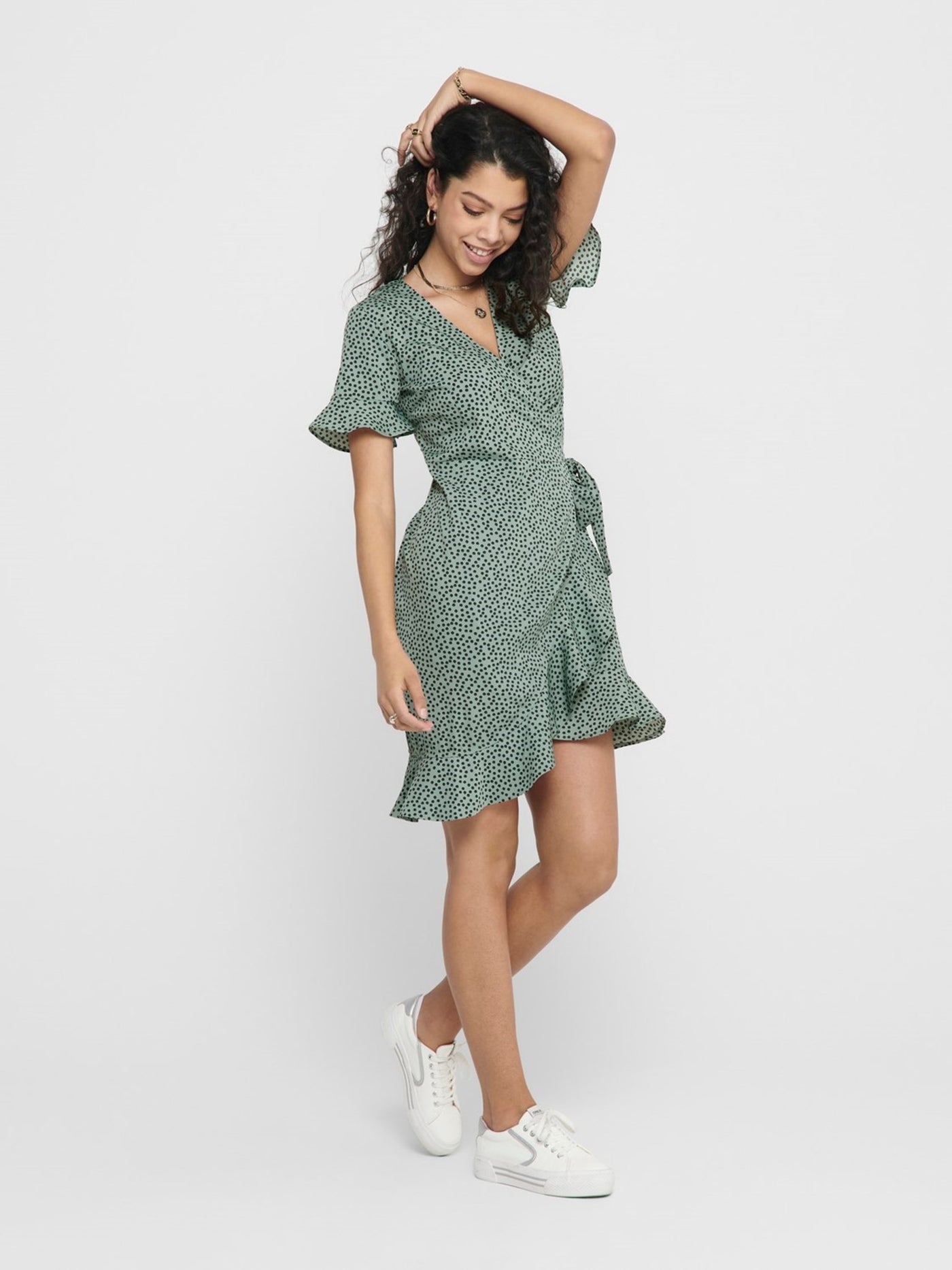 Olivia Wrap Dress - Chinois Green - ONLY - Green 5