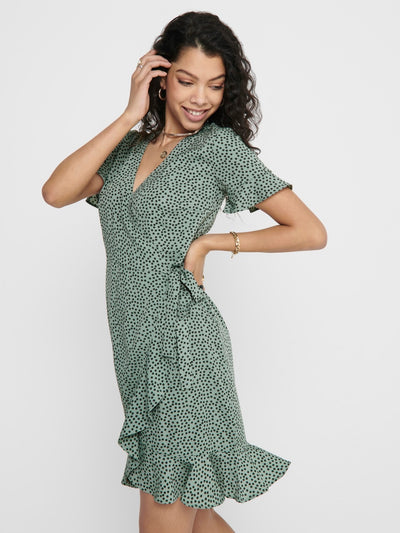 Olivia Wrap Dress - Chinois Green - ONLY - Green 4