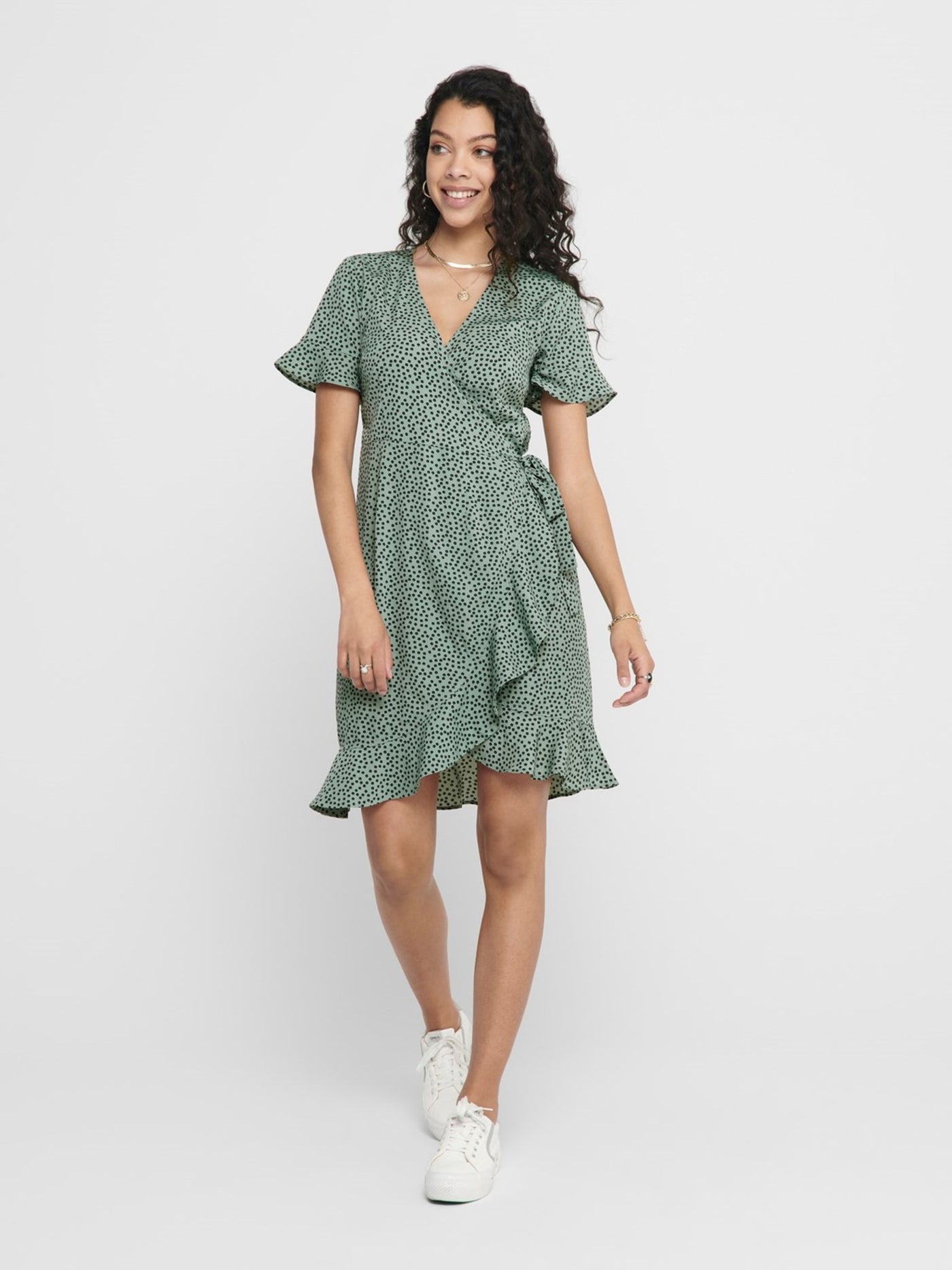 Olivia Wrap Dress - Chinois Green - ONLY - Green