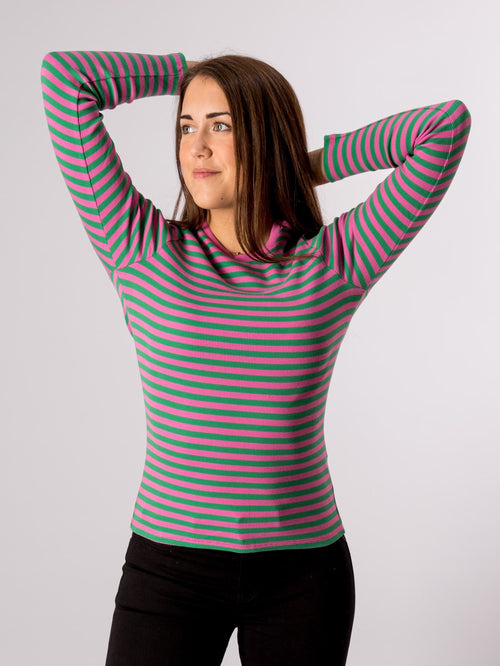 Line Long Sleeve Jumper - Super Pink/Jelly Bean - ONLY - Pink
