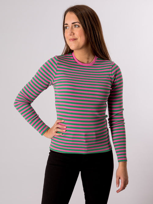 Line Long Sleeve Jumper - Super Pink/Jelly Bean - ONLY - Pink