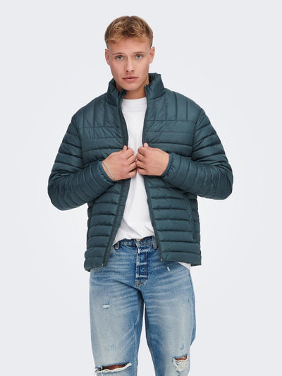 Piet Quilted Jacket - Dark Slate - Only & Sons - Green