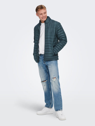 Piet Quilted Jacket - Dark Slate - Only & Sons - Green 3