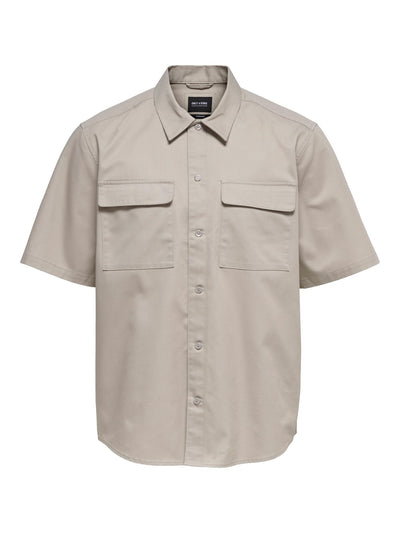 Matti Twill Overshirt - Silver Lining - Only & Sons - Grey