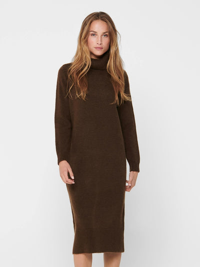 Brandie Roll Neck Dress - Chicory Coffee - ONLY - Brown 3