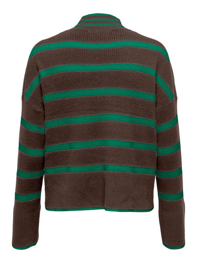 Highneck Pullover - Hot Fudge/Green - ONLY - Brown 2