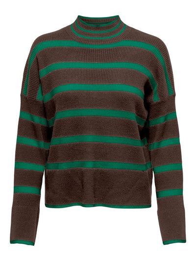 Highneck Pullover - Hot Fudge/Green - ONLY - Brown