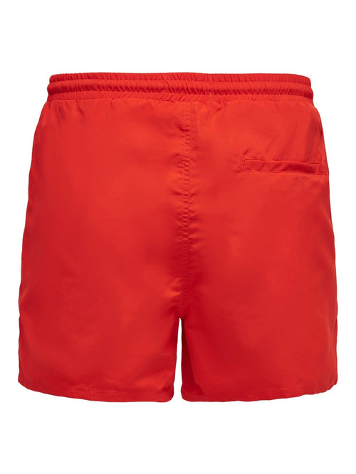 Swim shorts with drawstring - Red - Only & Sons - Red