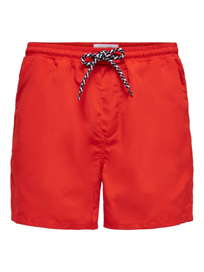 Swim shorts with drawstring - Red - Only & Sons - Red