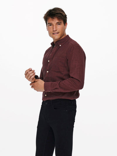 Niko Shirt - Burnt Henna - Only & Sons - Red