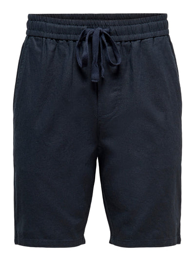 Linus Linen Shorts - Dark Navy - Only & Sons - Blue 5