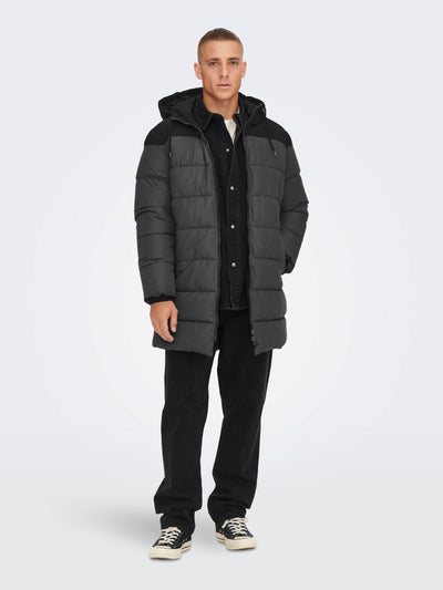 Melvin Puffer Jacket - Grey Pinstripe - Only & Sons - Black 4