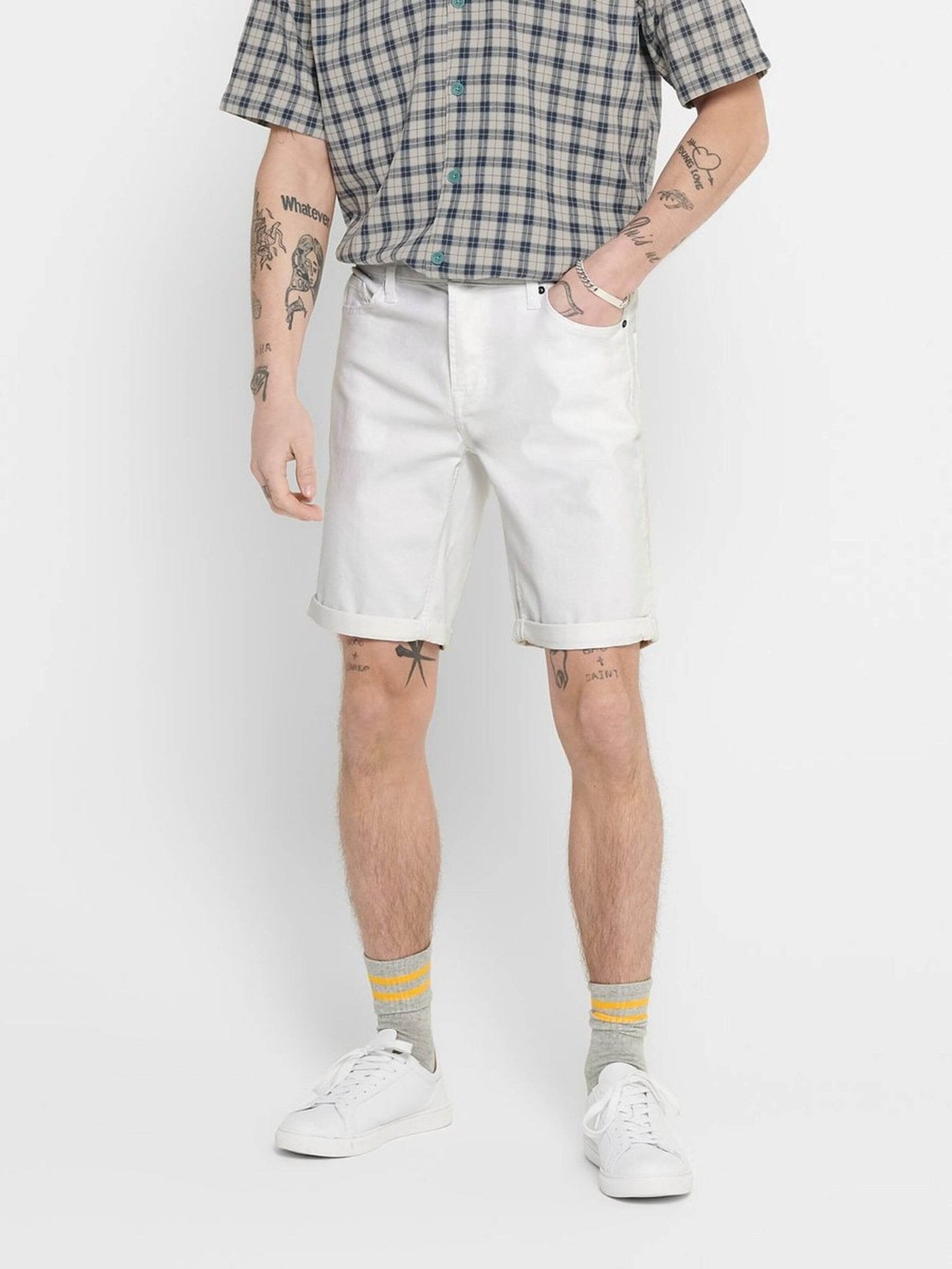 Ply Stretch Shorts - White - Only & Sons - White 3