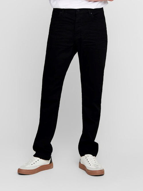 Mike Stretch Jeans - Black (Wide fit) - Only & Sons - Black