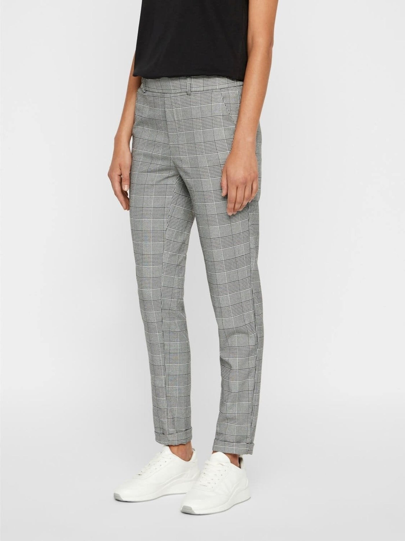 Maya Trousers with checks - Grey/White - Vero Moda - Grey