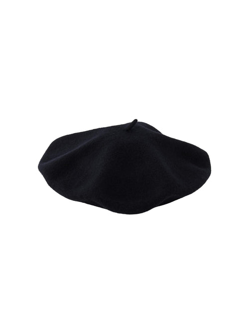 French Wool Beret - Black - PIECES - Black