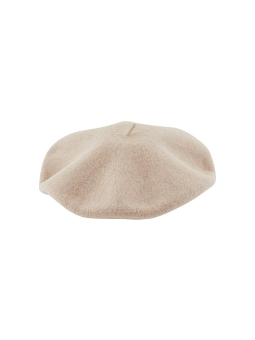 French Wool Beret - Silver Mink - PIECES - Khaki