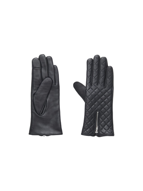 Nastina Leather Gloves - Black - PIECES - Black