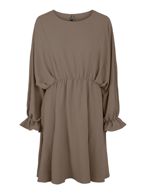 Flore Long Sleeve Dress - Brown - PIECES - Brown