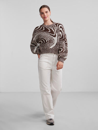 Mara O-Neck Knit - Chicory Coffee - PIECES - Red 3