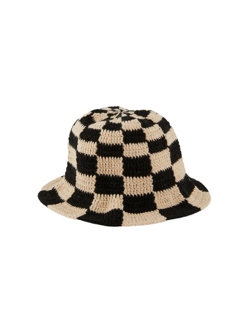 Anna Knitted Bucket hat - Beige/Black - PIECES - Black