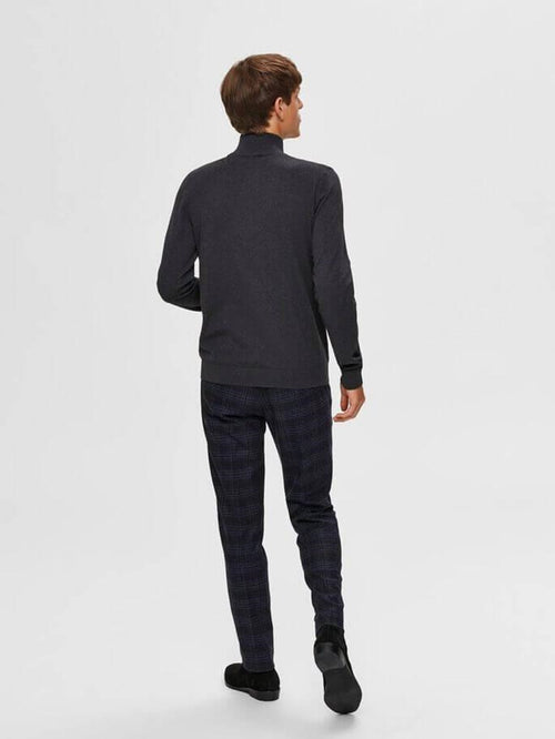 Pima cotton cardigan - Dark grey (with zip) - Selected Homme - Grey