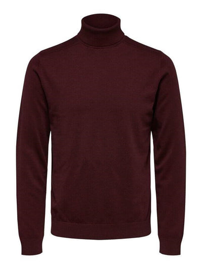 Pima cotton rollneck jumper - Burgundy red - Selected Homme - Red 3