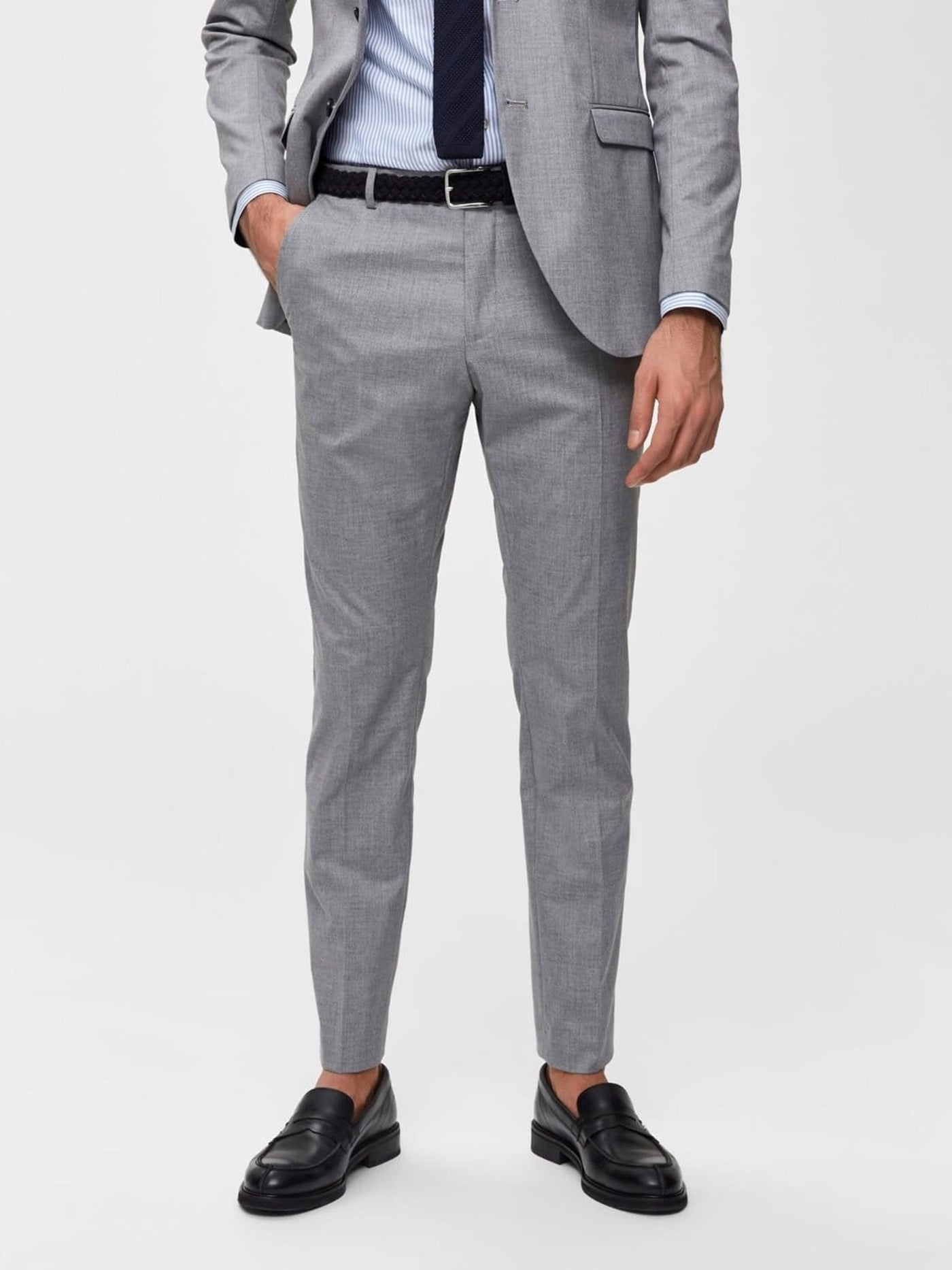 Slim fit suit trousers - Light Grey - Selected Homme - Grey