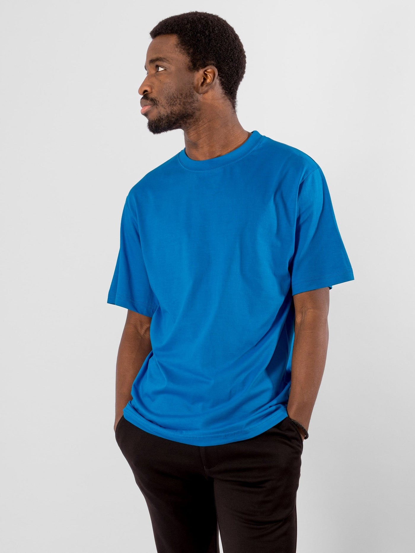 Oversized T-shirt - Turquoise Blue - TeeShoppen - White 3