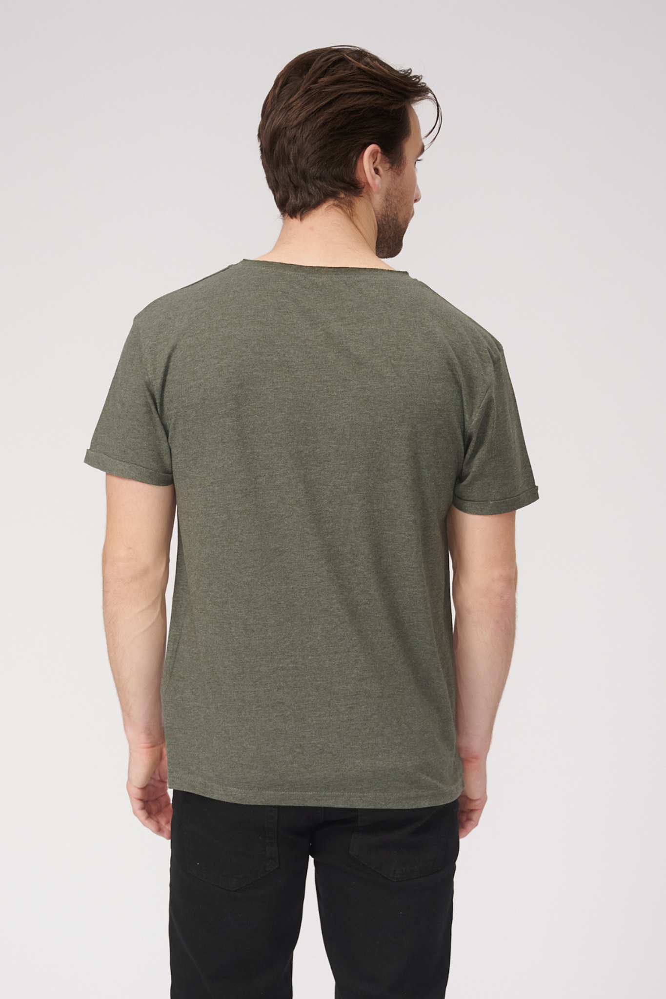 Raw Neck T-shirt - Mottled Green - TeeShoppen - Green 2