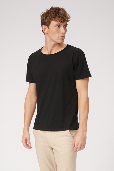 Raw Neck T-shirt - Black - TeeShoppen - Black 3